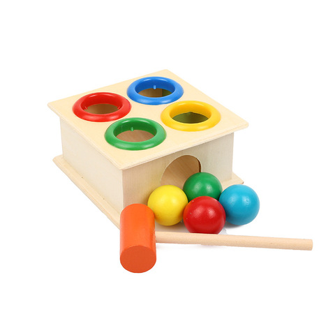 NEW Colorful Hammering Wooden Ball+Wooden Hammer Box Children Early Learning Knock Educational Toy Gift ► Photo 1/6