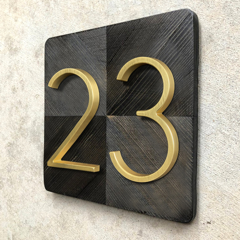 125mm Golden Floating Modern House, Outdoor House Numbers Modern