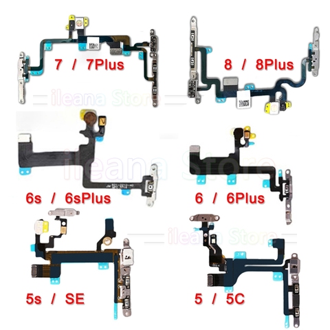 OEM Mute & Volume Power Button key Switch Flex Cable For iPhone 6 6s 7 8 Plus 5 5s SE With Metal Power Flex Replacement ► Photo 1/6