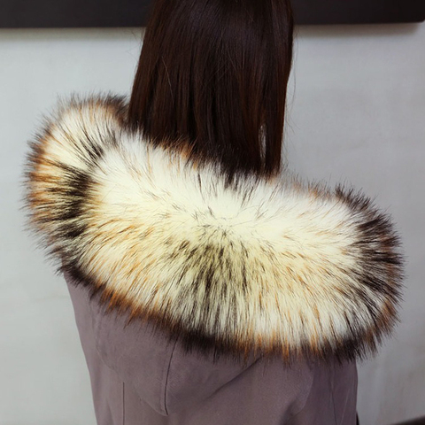 Winter Faux Fur Collars Warm Scarf Fake Fur Hood Thick Collar  For Women Cotton Coat Detachable Soft Plush Collars Accessories ► Photo 1/6