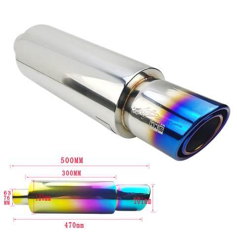 Car Exhaust tip Systems Muffler Tail Pipe High Flow Quality Universal Stainless Steel Double Tailpipe Sound Sports Auto 63 76MM ► Photo 1/6