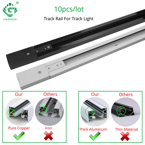 Track Rail 1m Track Light Fitting Aluminum 1 meter 2 wire Connector System Tracks Fixture black white Universal  Rails 10pcs/lot ► Photo 1/6