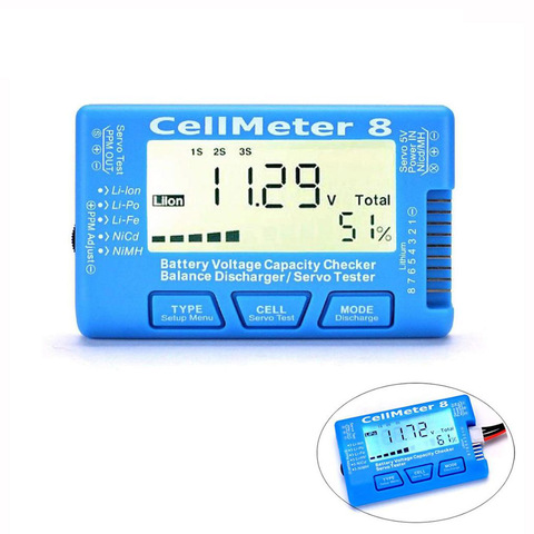 LCD Digital Battery Capacity Checker CellMeter RC CellMeter8 2-8S 4-8S Servo LiPo Li-lon NiMH Battery Tester RC CellMeter7 ► Photo 1/6