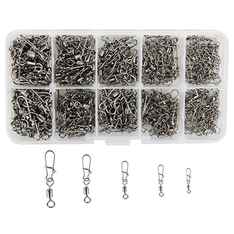 95/210pcs/Box Fishing Connector Swivels Interlock Pin Snap 2#-10# Rolling Swivel Beads for Fishhook Lure Fishing Accessories Set ► Photo 1/6