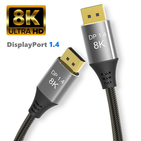 DisplayPort 1.4 Alloy Cable 8K DP to DP Cable 4K@144Hz 8K@60Hz Nylon Braided High Speed DP Cable Compatible with PC, Laptop, TV ► Photo 1/6