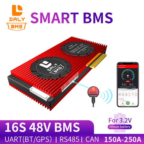 Daly Smart BMS 16S 48V LiFepo4 Battery 150A 200A 250A Bluetooth+485 to USB device +CAN+NTC +UART For Electric Car E-Bike Scooter ► Photo 1/6