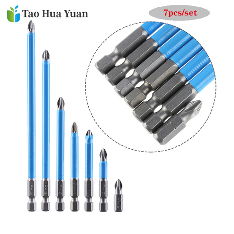 Tao Hua Yuan 7PCS PH2 Anti Slip Electric Screwdriver Bits Set Bits Hex Shank 25/50/65/70/90/127/150mm Power Tool Accessories AA ► Photo 1/6