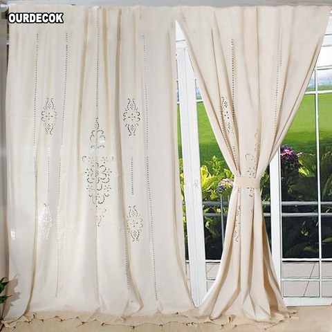 Handmade Cotton Cortina Crochet Lace Curtain Flower Curtain Solid Color Kitchen Curtain Blinds Shower Curtain for Decor ► Photo 1/6