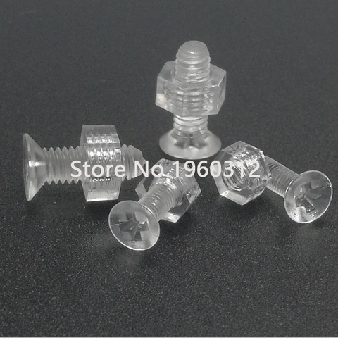 Free shipping 50sets with hex nut and plastic screws PC transparent screws, Phillips Cross countersunk head, flat head Screw ► Photo 1/5