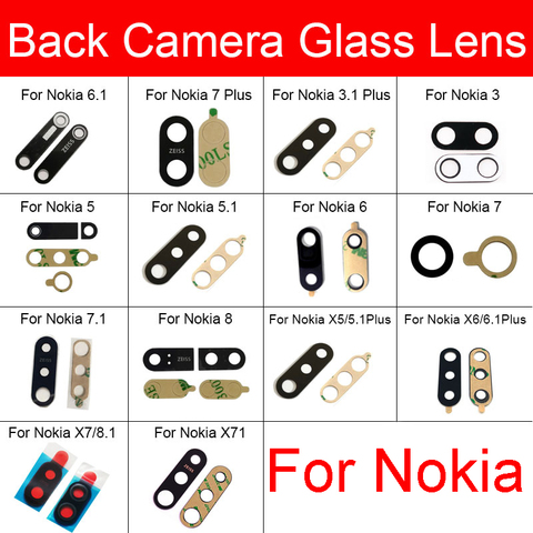 Rear Camera Glass Lens For Nokia 3 5 5.1 6 6.1 7 Plus 8 X5 X6 X7 X71 7.1 Main Back Camera Lens Glass + Adhesive Sticker Repair  ► Photo 1/6