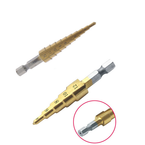 3-12mm Coated Stepped Drill Bits Hex Handle Drill Bit Metal Drilling Power Tool ► Photo 1/6