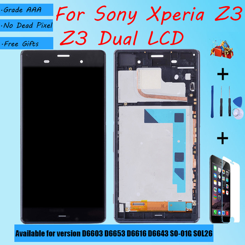 For Sony Xperia Z3 D6603 D6653 D6616 D6643 SO-01G D6633 D6683 LCD screen assembly with front case touch glass,With repair parts ► Photo 1/3