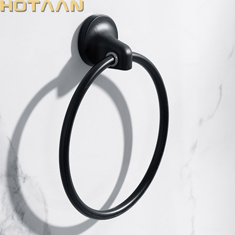 Matte Black Finish Stainless Steel Wall Mounted Towel Ring Bathroom Accessories Round Towel Holder Bathroom Towel Rack Hanger ► Photo 1/6