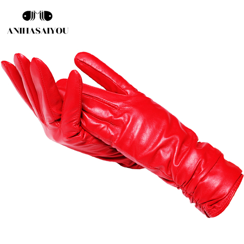 2022 fashion new products winter leather gloves short leather gloves women Wrist tightening design winter leather gloves women ► Photo 1/6