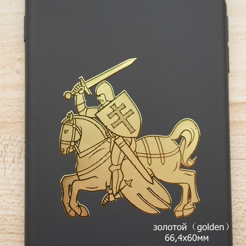 Three Ratels MT-054# 60*66.4mm  the coat of arms of Lithuania and Belarus car sticker horse knight metal golden decal ► Photo 1/6
