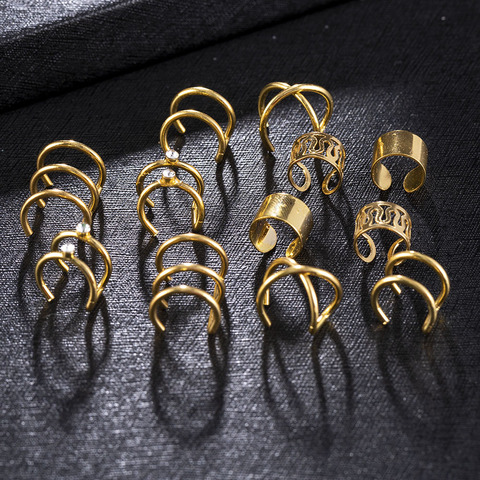 2022 New Fashion 6Pcs/Set Ear Cuffs 4 Color Leaf Ear Cuff Clip Earrings for Women Earcuff No Piercing Fake Cartilage Earrings ► Photo 1/6