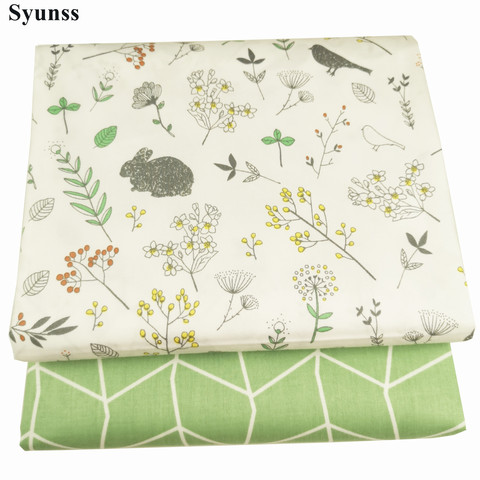 Syunss Green Rabbits Grid Printed Cotton Fabric for Diy Patchwork Quilting Baby Cribs The Cloth Cushions Blanket Sewing Tissus ► Photo 1/3