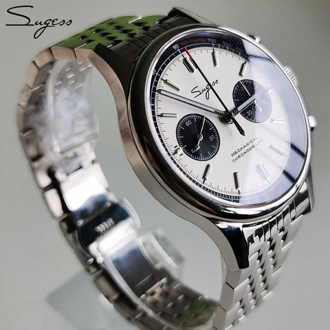 Sugess 40mm Sapphire st1901 Chronograph Watches Mens Hand Wind Mechanical Steel Strap Waterproof Mens Wrist Watch 2022 relogio ► Photo 1/6