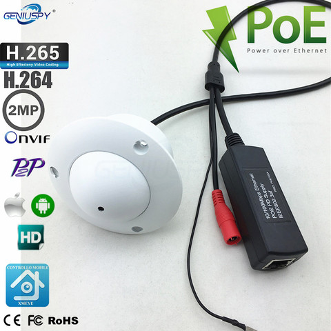 H.265 H.264 P2P Onvif UFO Flying Saucer White Colour 1080P HD POE Mini Pin hole IP Camera Ceiling Mount For Elevator Lift Use ► Photo 1/6