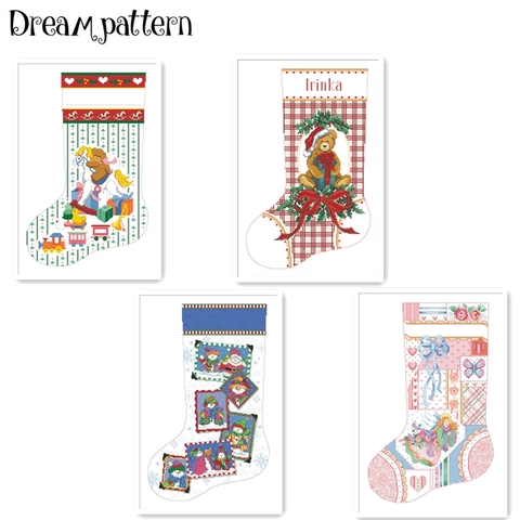 Angel baby stocking cross stitch kit flowers 18ct 14ct 11ct cotton silk thread white fabric embroidery DIY handmade needlework ► Photo 1/6