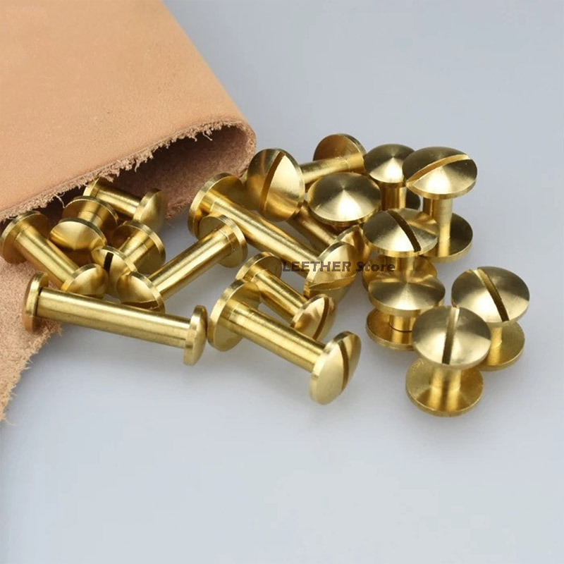 HOT 20 Pcs 5mm/6.5mm/8mm Luggage Leather Metal Craft Solid Screw Nail Rivet  Double Curved Head Belt/Strap Rivets Book Screws