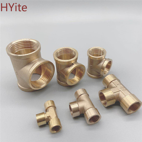 Tee Type Brass Pipe Fitting Adapter Coupler Connector For Water Fuel Gas 1/8