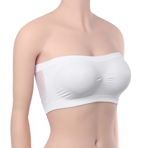 Summer Breathable Mesh Invisible Strapless Chest Wraps Tube Tops Lady's Sexy Strapless Crop Top Bra Bandeau Boob Tube Brassiere ► Photo 1/6