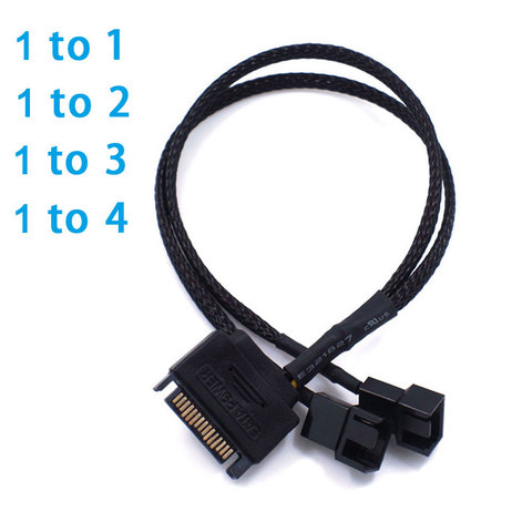 SATA 15Pin to 1 2 3 4 * 3Pin / 4Pin Computer Cooling Fan Splitter Hub Converter Adapter PWM Temperature Power Cable ► Photo 1/6