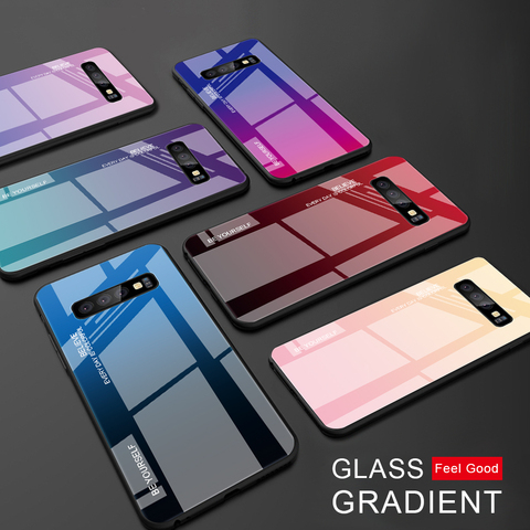 S10 Case Tempered Glass For Samsung Galaxy S10 Plus S 10 e S20 Ultra Gradient Glass Cover Back Protective Shell S 10 S10E 10lite ► Photo 1/6