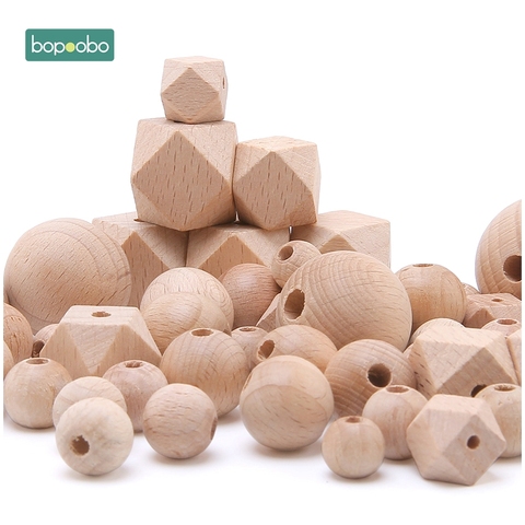 Bopoobo Beech Wooden Beads Teether Chewable 8-20mm Wood Tiny Rod For Children Beech  Wood Ring Teething Beads For Baby Teether ► Photo 1/6