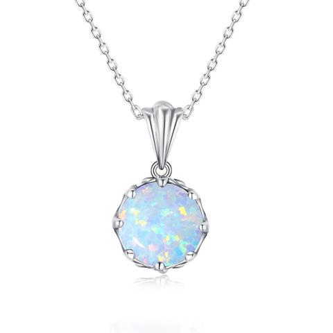 Szjinao Silver Pendant For Women 100% Pure 925 Sterling Silver Opal Necklace Pendants Flower Boho Handmade Unique Luxury Jewelry ► Photo 1/6