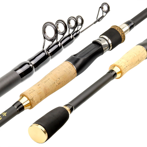 New Telescopic Lure Rod 1.8M 2.1M 2.4M 2.7M Carbon Fiber Cork Wood Handle Spinning Rod Fishing Pole Tackle ► Photo 1/6