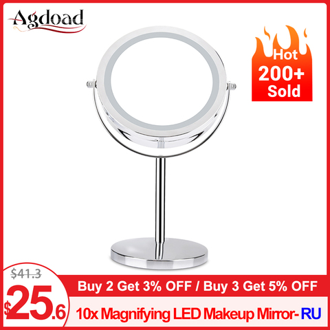 Agdoad 10x Magnifying, 10x Magnifying Led Lighted Makeup Mirror