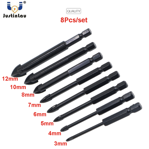 JUSTINLAU Glass Tile Drill Bits Set Tungsten Carbide Tipped Spear Head Ceramic Tile Marble Mirror Drill Bits 3/4/5/6/7/8/10/12mm ► Photo 1/6