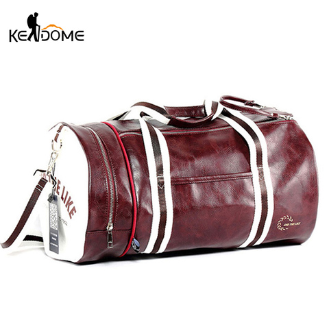 PU Leather Sports Gym Bag Multifunction Training Fitness Shoulder Bags Traveling Handbag Striped Sac De Sport Women Men XA719WD ► Photo 1/6