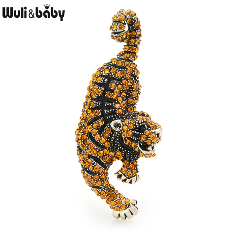 Wuli&baby Full Rhinestone Tiger Brooches Women Unisex Five Elements Tiger Animal Party Office Brooch Pins Gifts ► Photo 1/6