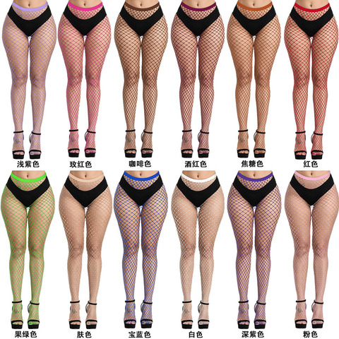 20colors Long Stockings Women Sexy Thigh High Fishnet Nylon Long Standard Over Knee Pantyhose 1pair Sexy Lingerie ► Photo 1/6