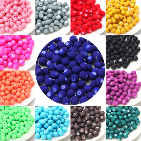 OlingArt 6/8/10mm Charm Matte Glass Beads Candy Color Rubber Neon jewelry making DIY Necklace/bracelet/earrings The best gift ► Photo 1/6