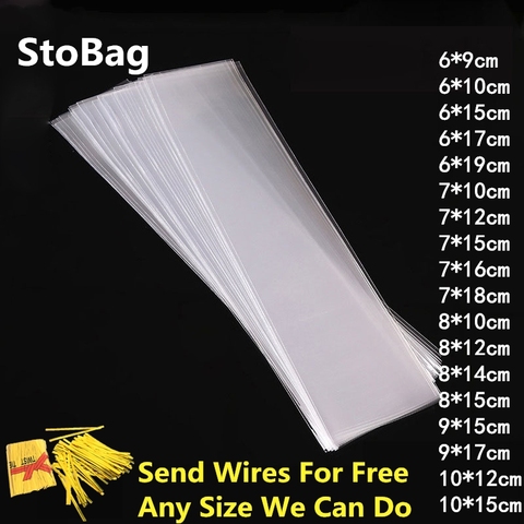 StoBag 200pcs Small Long Clear Plastic Bag Flat Open Top Candy Cookie Bag Opp Food Gift Packaging Wedding Party DIY Lollipop Pen ► Photo 1/6