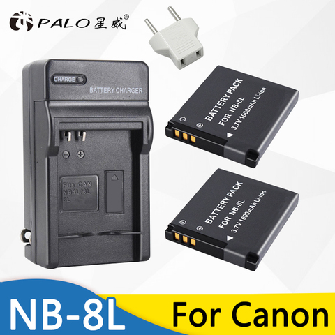 2pcs 1000mah NB-8L NB 8L NB8L Li-ion Digital Camera Battery + Charger For Canon PowerShot A3300 A3200 A3100 A3000 A2200 A1200 IS ► Photo 1/6
