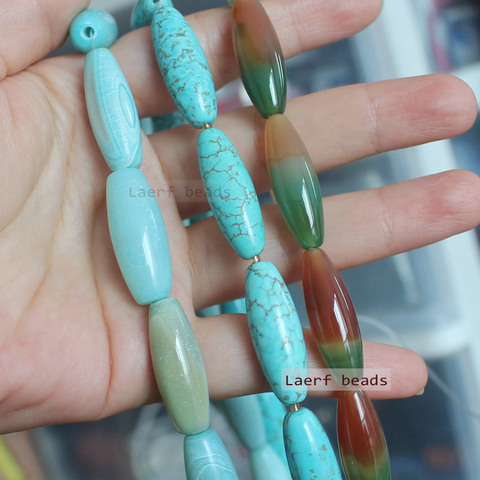 Natural 10X30mm Agate,Turquoise  Oval loose beads ,  For DIY Jewelry Making, pendant,necklace ► Photo 1/6