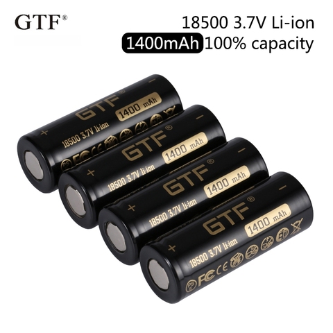 GTF 18500 1400mAh 100% capacity 3.7V Li-Ion Rechargeable Battery for Flashlight toy electronic product 3.7V flat head batteries ► Photo 1/6