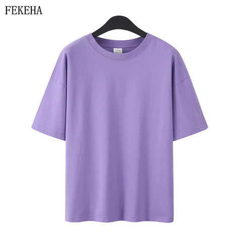 Summer T-Shirts Women Short Sleeve Lovers T shirt 100% Cotton Loose Lady Tops Tees Casual Solid Color Plus Size White ► Photo 1/6