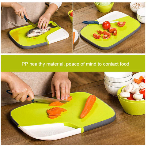 4pcs Two Tone Cutting Board, Color Block Chopping Block For Kitchen