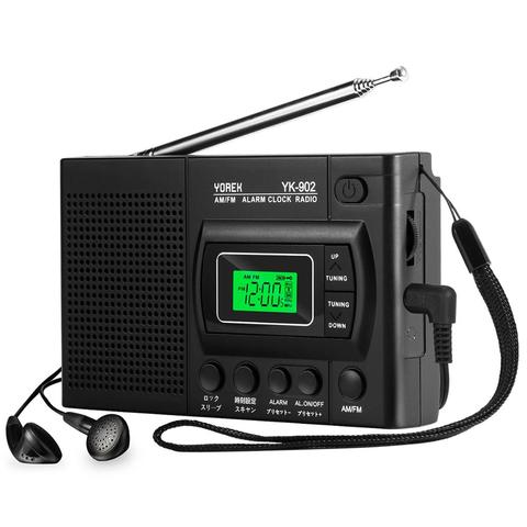 Yorek Portable AM/FM Shortwave Radio with Sleep Timer and Alarm Clock Function, Battery Operated Radios, 12/24H Time Display LCD ► Photo 1/6