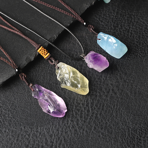 Natural Aquamarine, Healing Stone Pendant, Gem Minerals, Amethyst NecKLACE DIY Gift, Crystal Pendant, Female Jewelry ► Photo 1/6