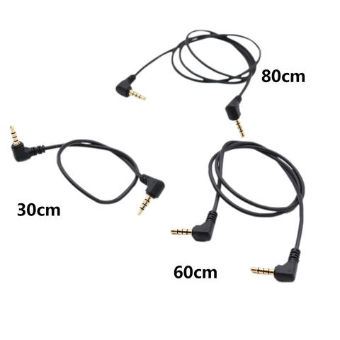 3.5mm TRRS 4 Pole 90° Male Angled to 3.5mm Angled 3 Ring Male Jack Right Angle Audio Converter Adapter Cable Cord Gold ► Photo 1/6