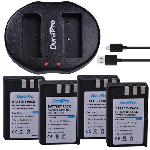 DuraPro 4x 1800mAh EN-EL9 EN EL9 EN-EL9a Camera Li-ion Battery + USB Charger Replacement For Nikon D40 D40X D60 D3000 D5000 ► Photo 1/6