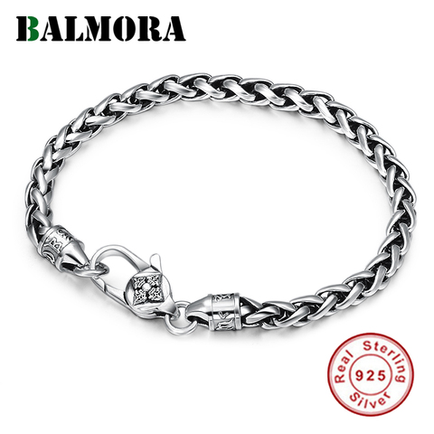 BALMORA Solid 925 Sterling Silver Vajra Six Word's Sutra Buddhistic Bracelet For Women Male Argent Homme Whip Vintage Jewelry ► Photo 1/6