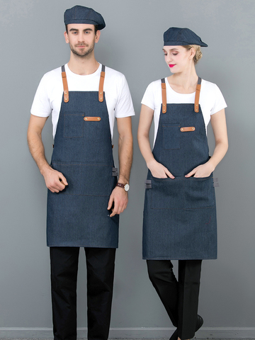 1pcs Apron Denim Restaurant Hotel Waist Chef Apron Bar Pub Kitchen Cafe Server Waiter Waitress Cook Apron Universal ► Photo 1/6